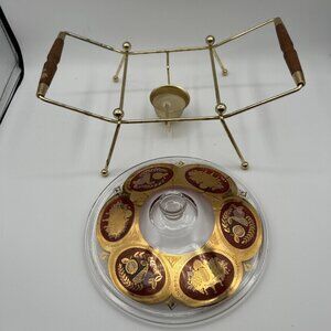 Vtg MCM Gold Cera Etruscan‎ Casserole Lid & Rack *Needs dish*